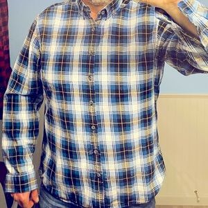 Eddie Bauer XLT flannel. Yellow,black,blue and white worn once